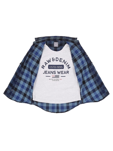 

Gini and Jony Boys Blue Buffalo Checks Checked Casual Shirt