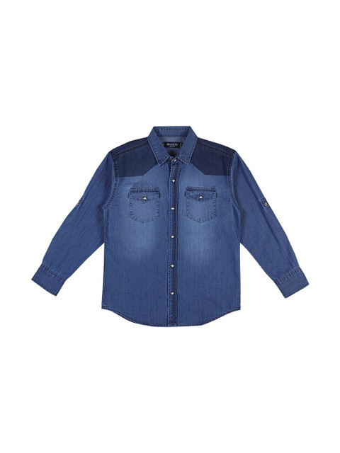 

Gini and Jony Boys Blue Faded Printed Casual Shirt