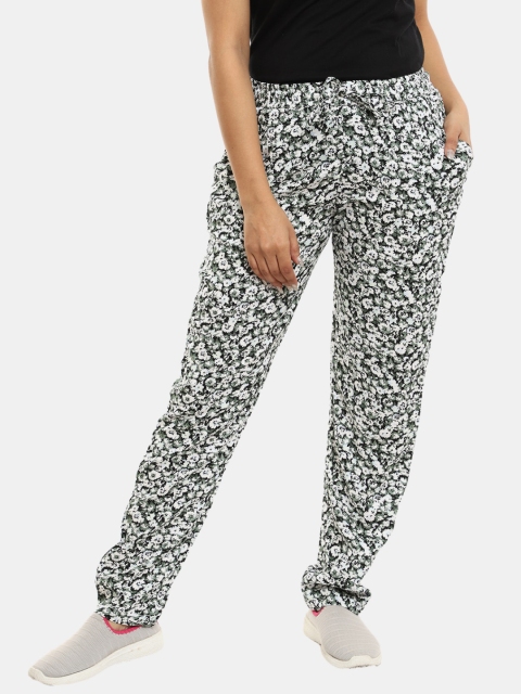 

V-Mart Women Green & White Printed Straight-Fit Track Pants