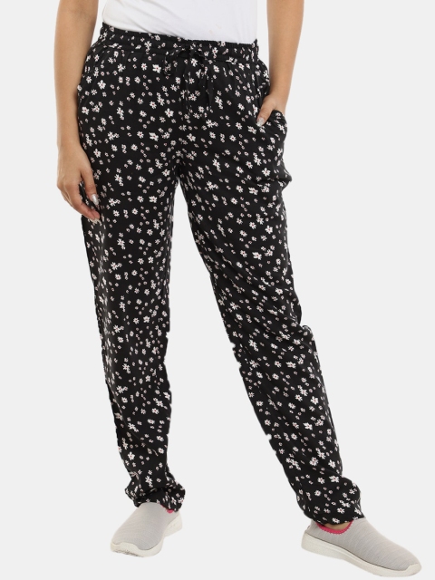 

V-Mart Women Black & White Printed Track Pants