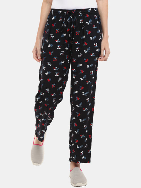 

V-Mart Women Black & White Printed Track Pant