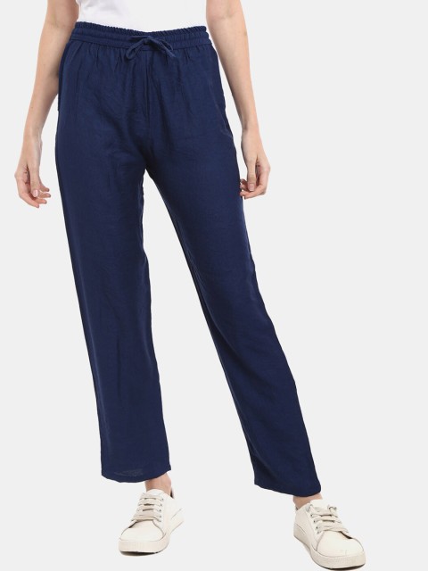 

V-Mart Women Navy Blue Solid Track Pants
