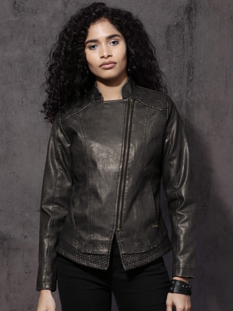 

Roadster Women Black Solid Biker Jacket