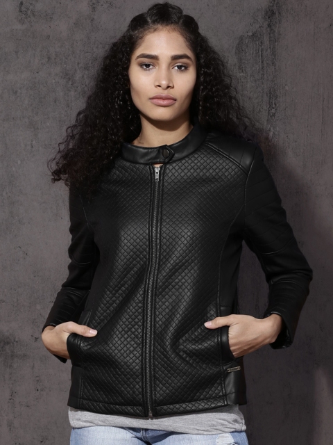 

Roadster Women Black Quilted Biker Jacket