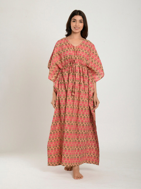 

CRAFIQA Women Beige Nightdress