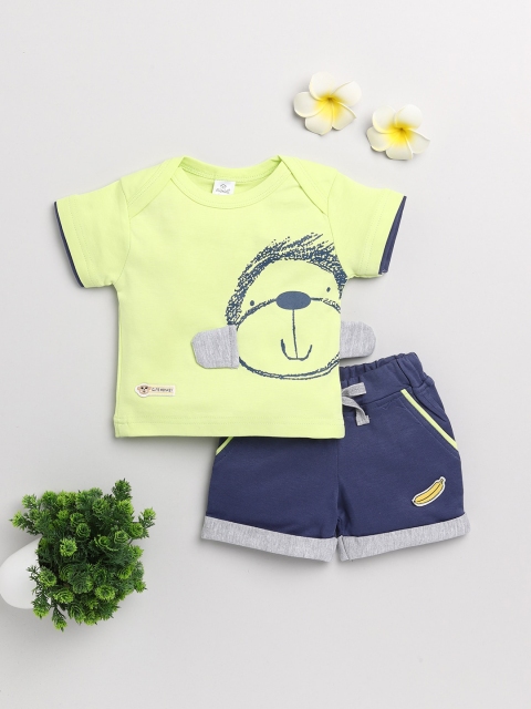 

Olio Kids Boys Green Printed T-shirt with Shorts