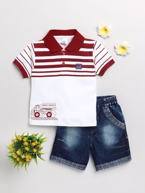 

Olio Kids Boys Red Printed T-shirt with Shorts