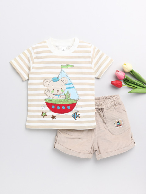 

Olio Kids Boys Grey Printed T-shirt with Shorts