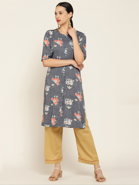 

Soch Women Blue Floral Printed Kurta