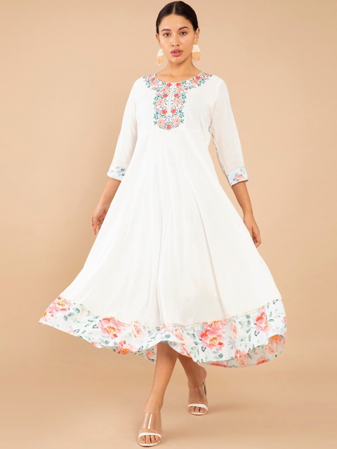 

Soch Women Off White Floral Embroidered Thread Work Anarkali Kurta