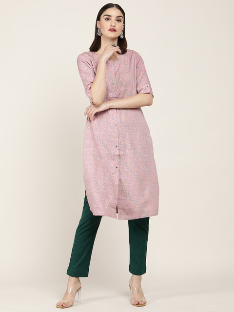 

Soch Women Pink Printed Kurta