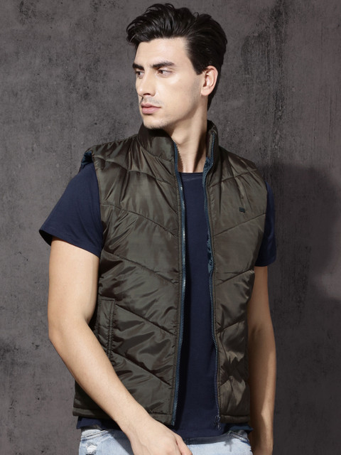 

Roadster Men Brown Solid Puffer Jacket