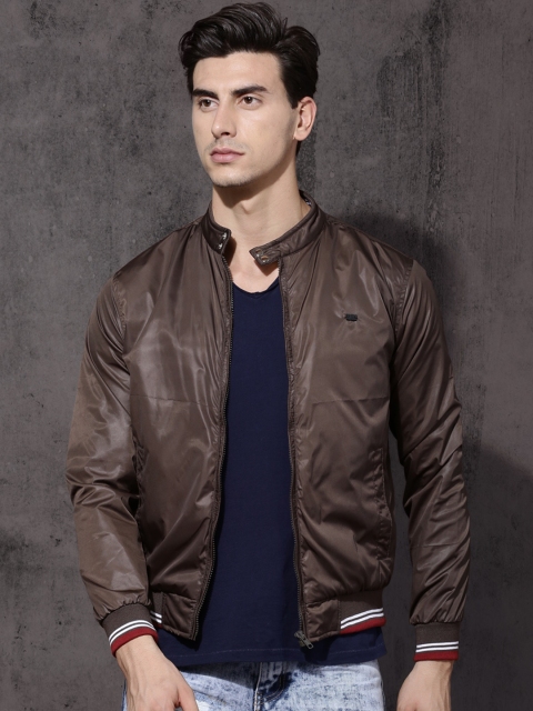

Roadster Men Brown Solid Bomber Jacket