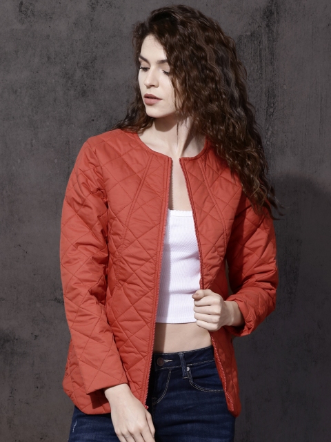 

Roadster Women Red Solid Quilted Jacket