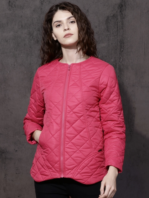 

Roadster Women Pink Solid Quilted Jacket
