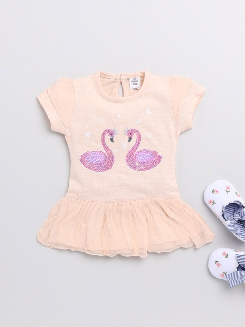 

Olio Kids Peach-Coloured Drop-Waist Dress