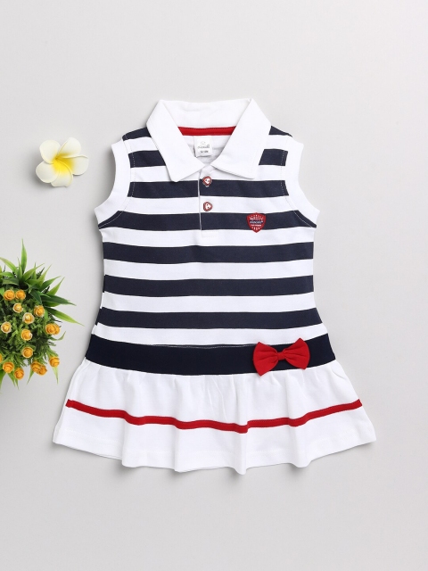 

Olio Kids Blue Striped Drop-Waist Dress