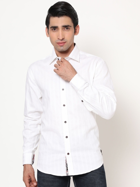 

SHIRT THEORY Men White Comfort Striped Formal Shirt