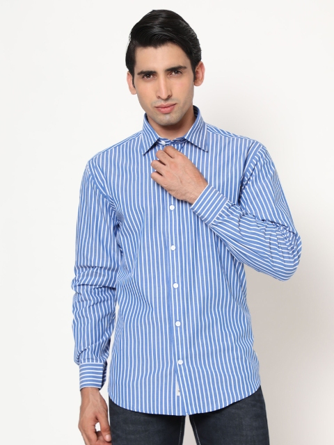 

SHIRT THEORY Men Blue Comfort Striped Casual Shirt