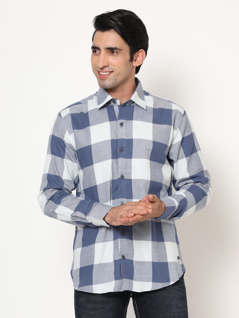 

SHIRT THEORY Men Blue Comfort Buffalo Checks Checked Casual Shirt