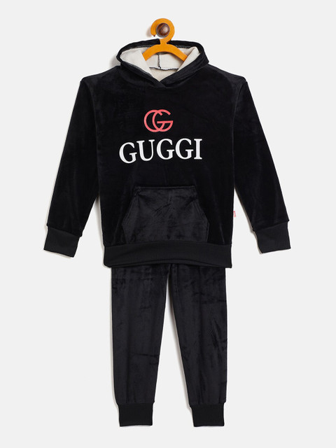 

Camey Unisex Kids Black Printed Top with Pyjamas