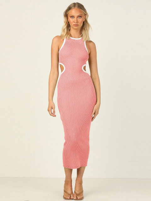 

BoStreet Pink Bodycon Midi Dress