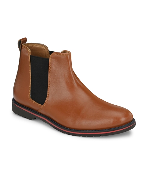 

AfroJack Men Tan Solid Patterned Boots