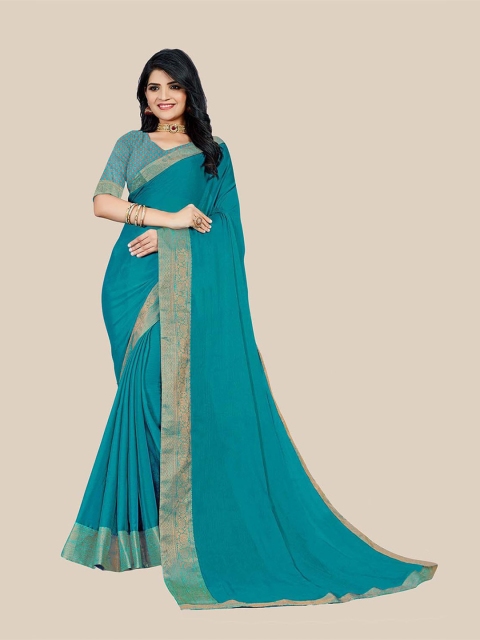 

UNITED LIBERTY Women Turquoise Blue Sarees