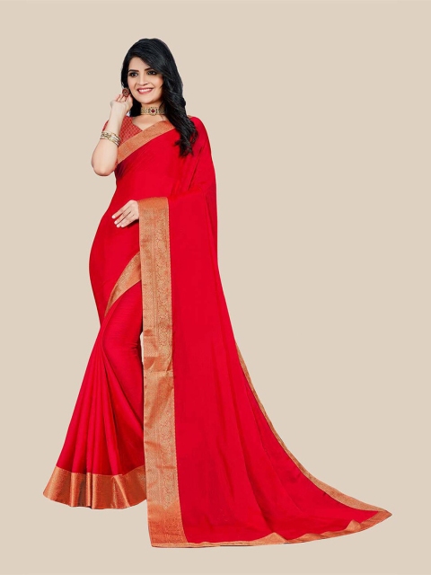 

UNITED LIBERTY Women Red Sarees