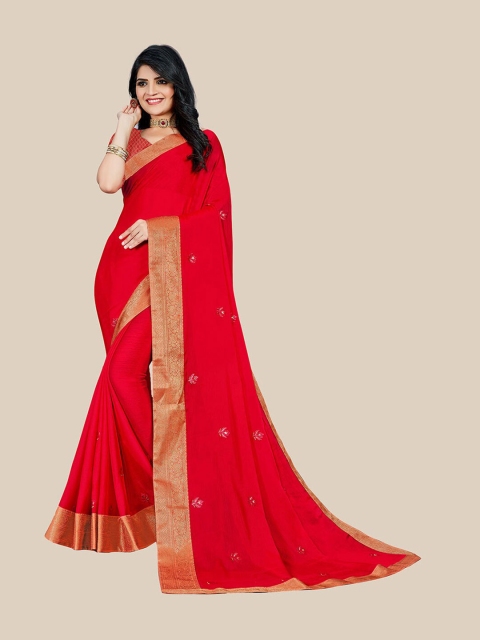 

UNITED LIBERTY Women Red Sarees