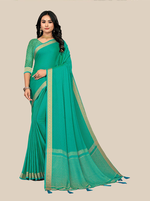 

UNITED LIBERTY Women Turquoise Blue Sarees