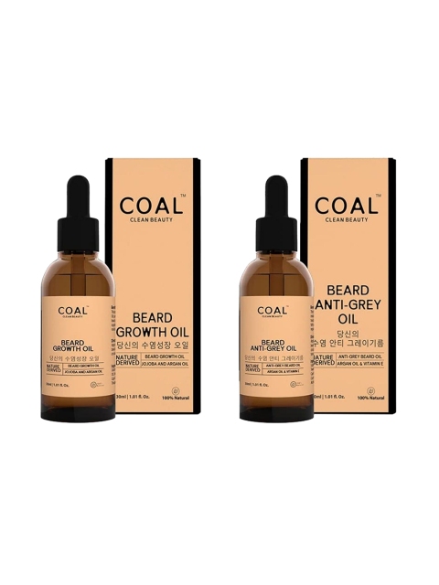 

COAL CLEAN BEAUTY Men Set of Beard Growth Oil & Beard Anti-Grey Oil - 30ml each, Brown