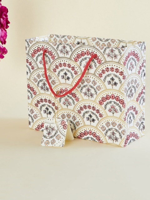 

Home Centre White Printed Gift Bag with Tag