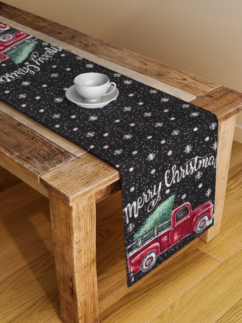 

KLOTTHE Black Cartoon Characters Printed Table Runners