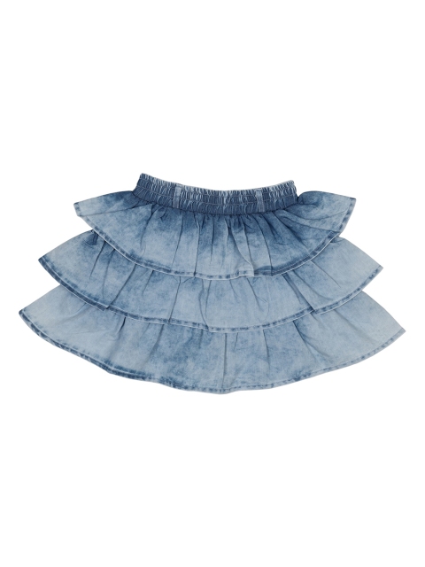 

Albion Girls Blue Solid Tiered Skirt