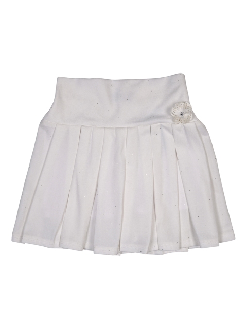 

Albion Girls White & Silver-Toned Printed Flared Knee-Length Skirt