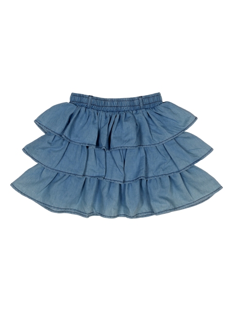 

Albion Girls Navy Blue Solid Knee-Length Tiered Skirt