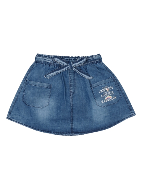 

Albion Girls Blue Solid Denim A-Line Skirts