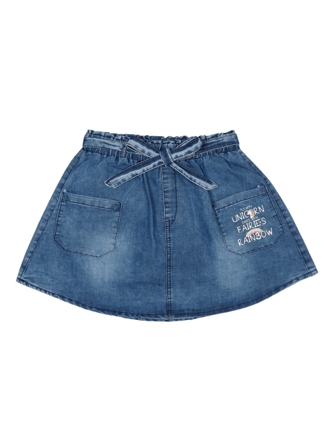 

Albion Girls Blue Solid Knee Length A-Line Skirts
