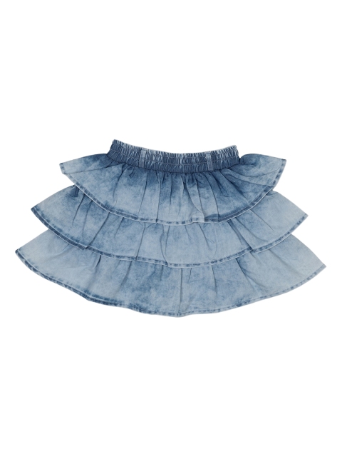 

Albion Girls Blue Solid Knee Length Flared Denim Skirts