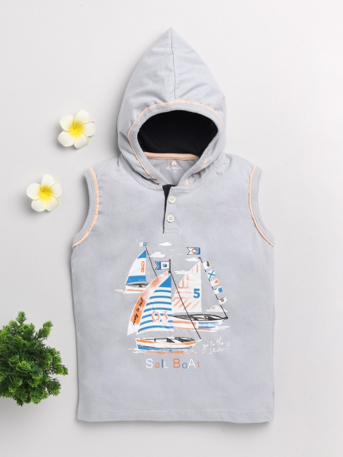 

Olio Kids Boys Grey Printed Applique T-shirt