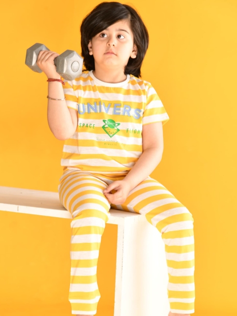 

Anthrilo Boys Yellow & Blue Printed Night suit