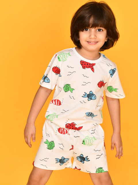 

Anthrilo Boys White & Blue Printed Night suit