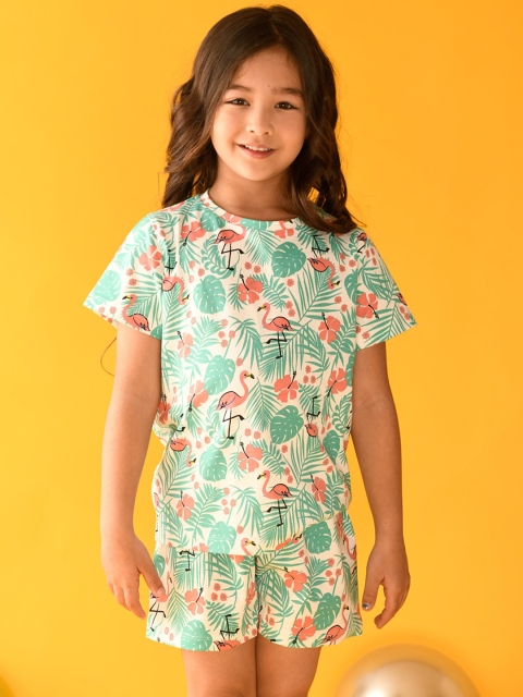 

Anthrilo Girls White & Orange Printed Night suit