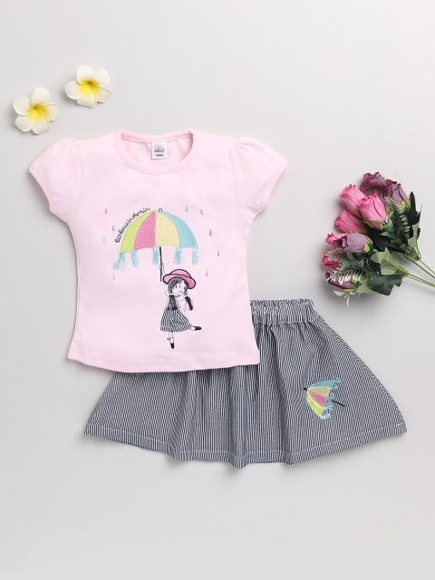 

Olio Kids Girls Black & Pink Printed Co-Ords Set