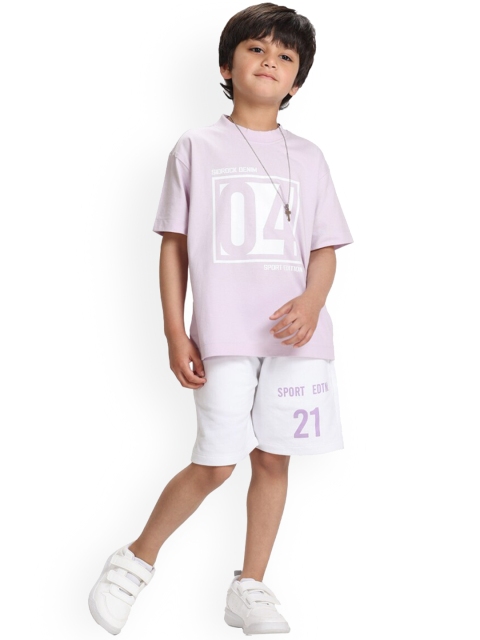 

SIDROCK Boys Purple & White T-shirt with Shorts