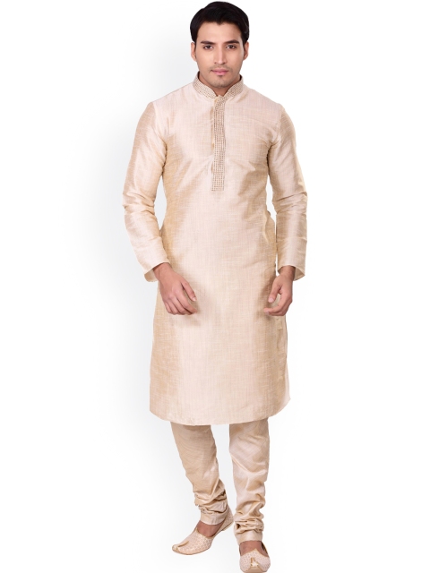 

Manyavar Men Beige Kurta with Churidar