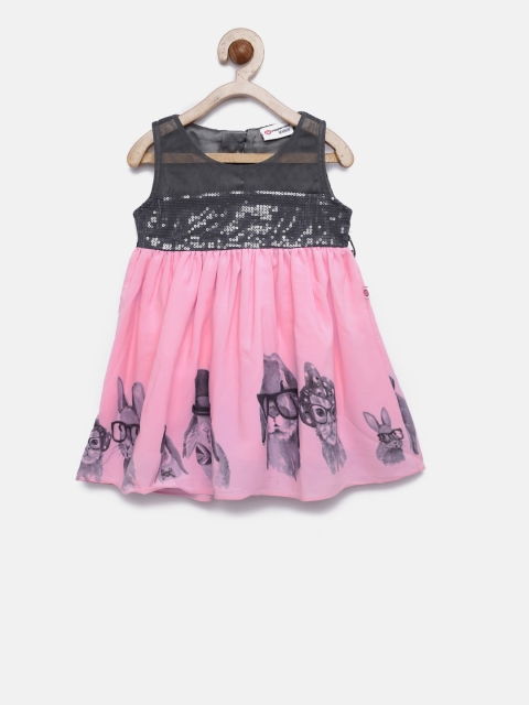 

Peppermint Girls Grey Printed & Sequinned Fit & Flare Dress