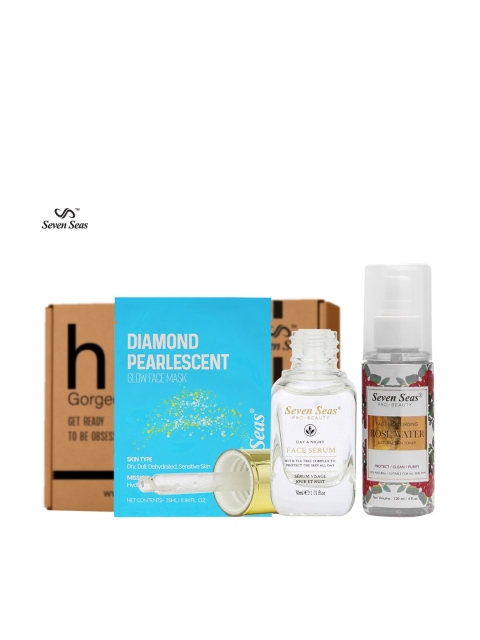 

Seven Seas Face Care Set for Glowing Skin - Face Mask 25ml - Face Serum 30ml - Toner 120ml, Blue