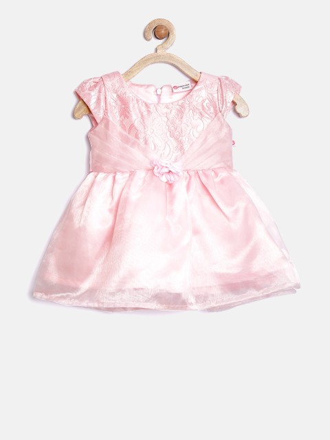 

Peppermint Girls Pink Self-Design Fit & Flare Dress